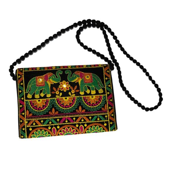 Indian Traditional Rajasthan Sling Clutch Bag, Elephant Art - Picture 6 of 6